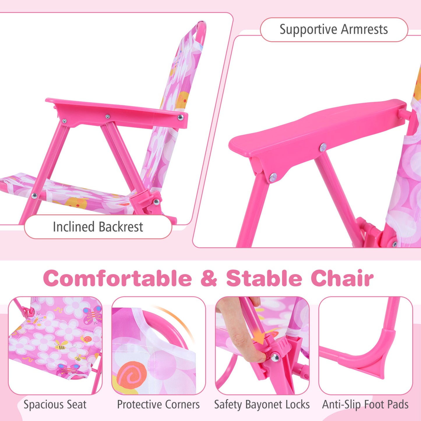 Kids Outdoor Table and Chair Set with Adjustable Umbrella