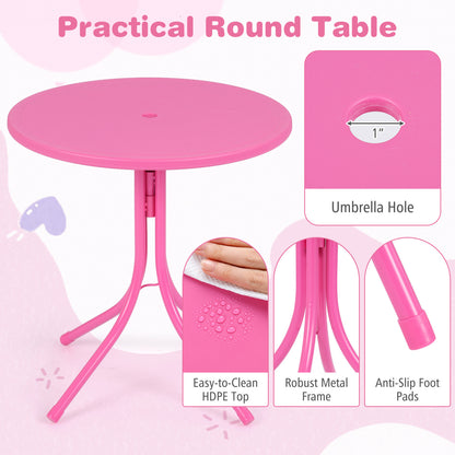Kids Outdoor Table and Chair Set with Adjustable Umbrella