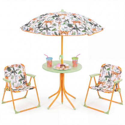 Kids Outdoor Table and Chair Set with Adjustable Umbrella