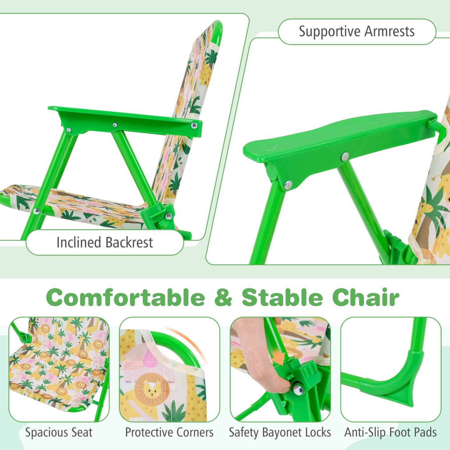 Kids Outdoor Table and Chair Set with Adjustable Umbrella