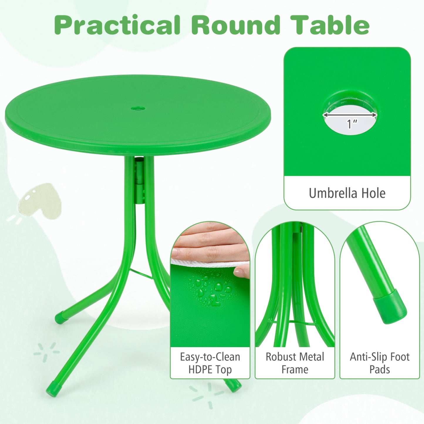 Kids Outdoor Table and Chair Set with Adjustable Umbrella
