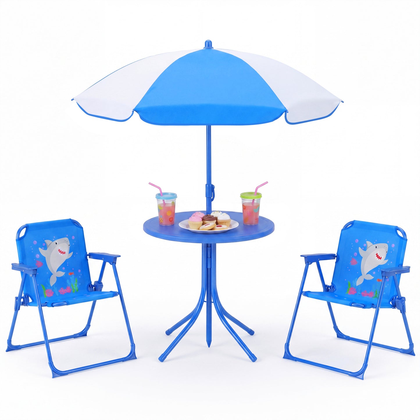 Kids Outdoor Table and Chair Set with Adjustable Umbrella