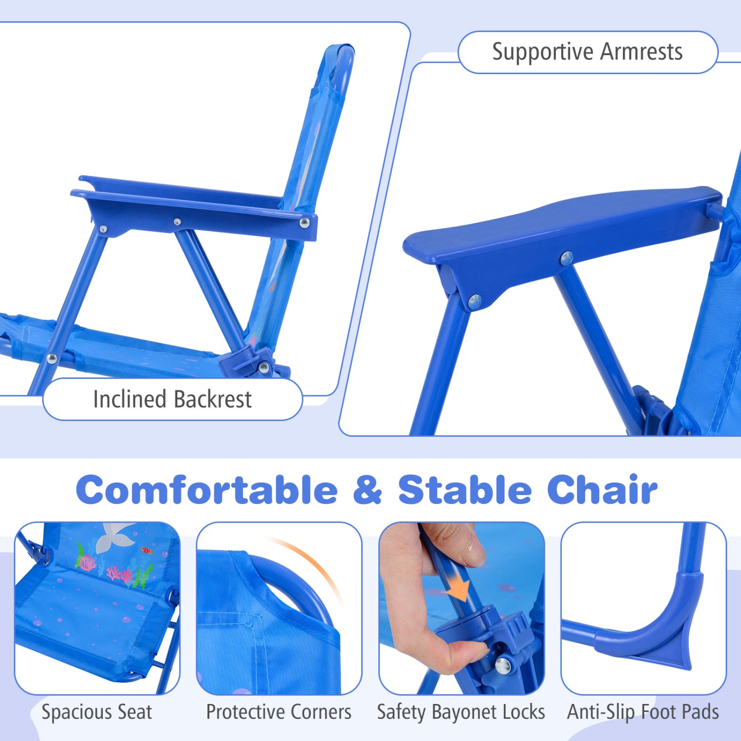 Kids Outdoor Table and Chair Set with Adjustable Umbrella