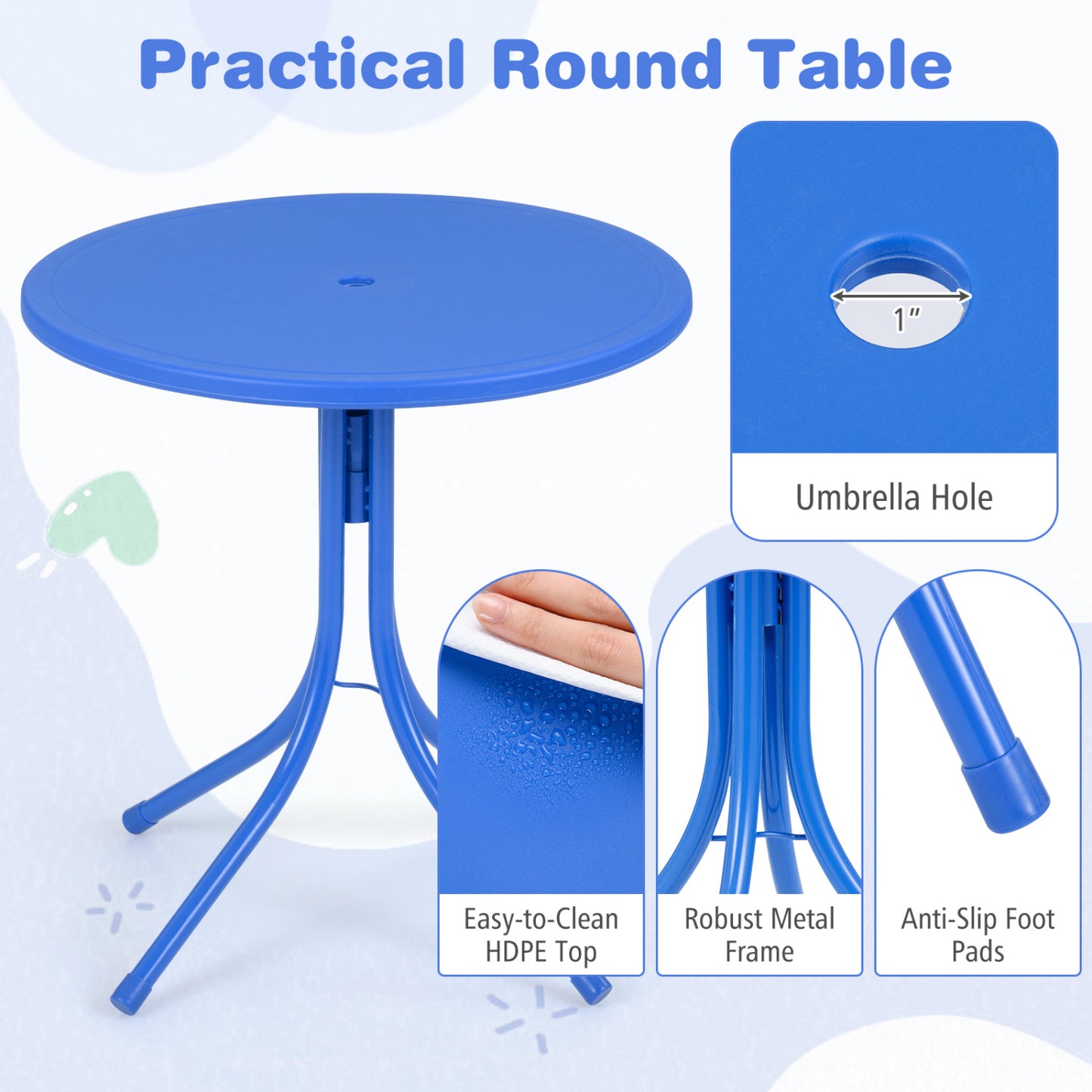Kids Outdoor Table and Chair Set with Adjustable Umbrella