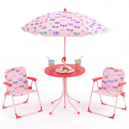 Kids Outdoor Table and Chair Set with Adjustable Umbrella