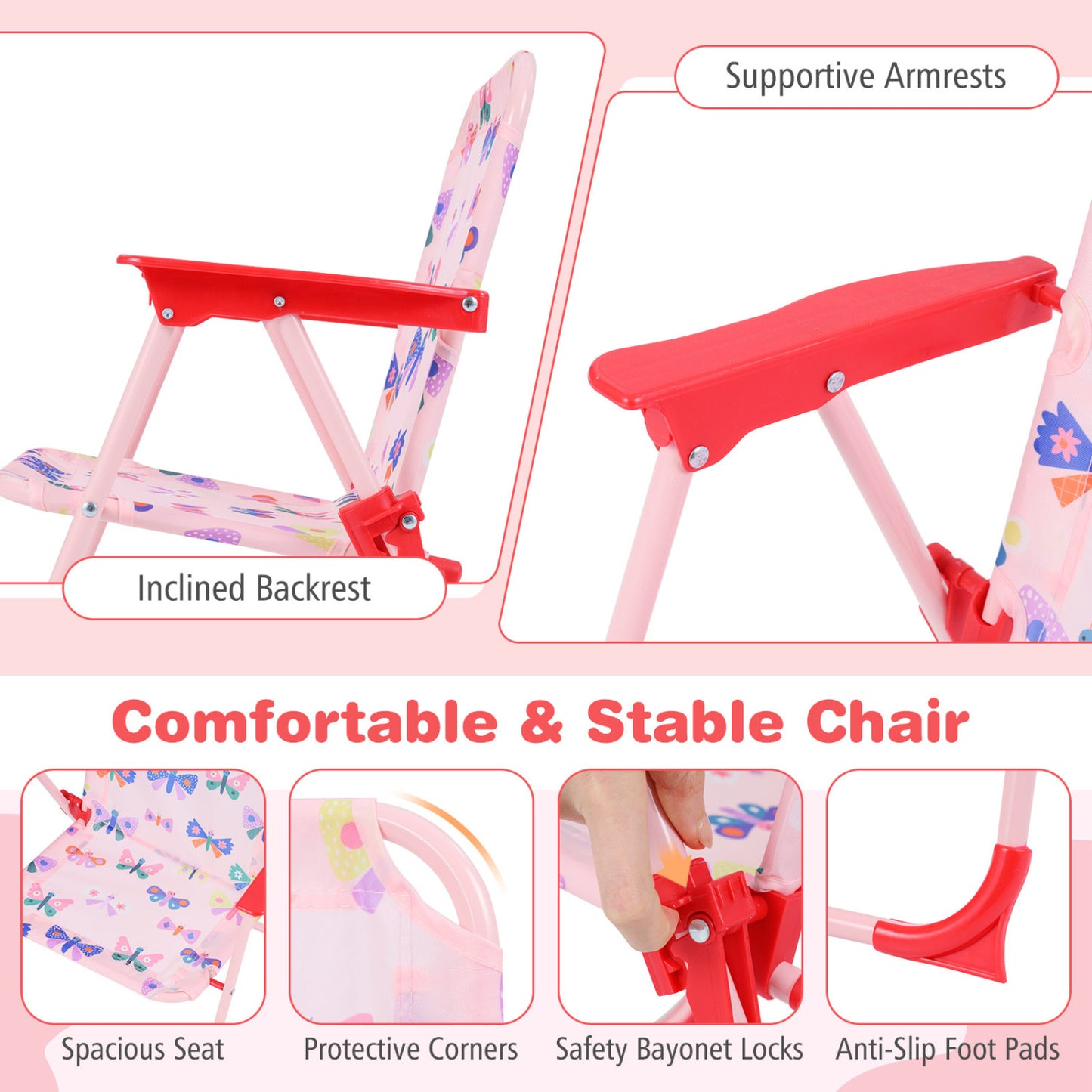 Kids Outdoor Table and Chair Set with Adjustable Umbrella