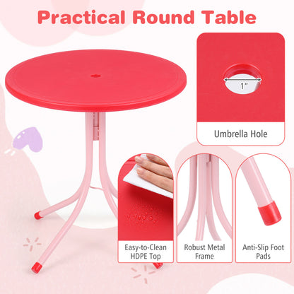 Kids Outdoor Table and Chair Set with Adjustable Umbrella