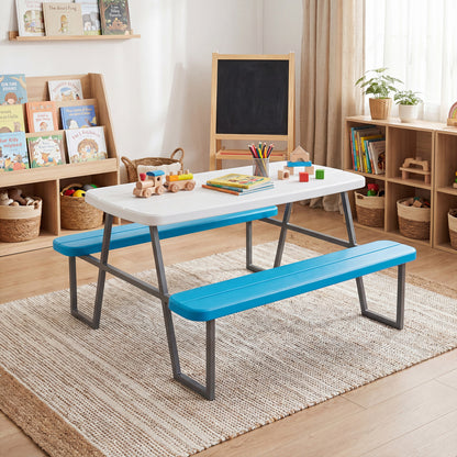 Kids Picnic Table with Benches and Umbrella - Seats 4
