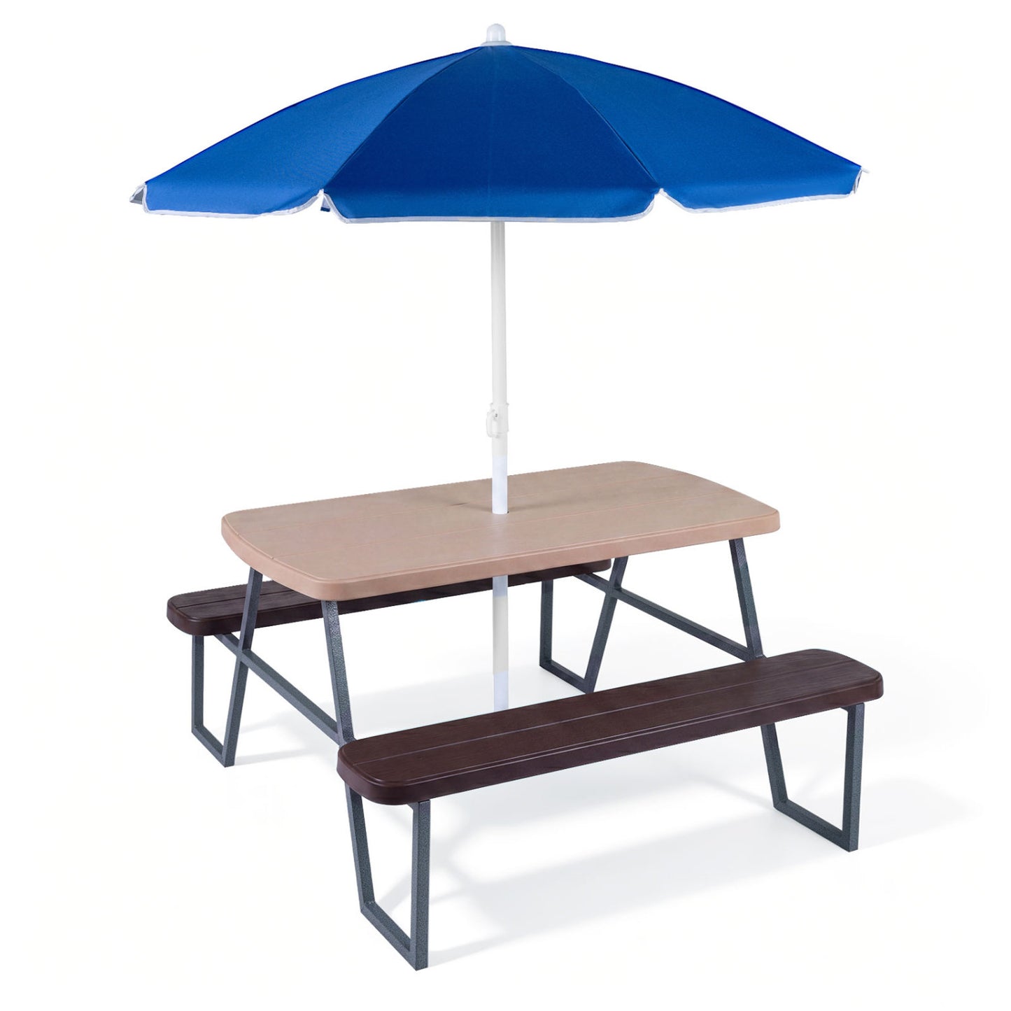 Kids Picnic Table with Benches and Umbrella - Seats 4
