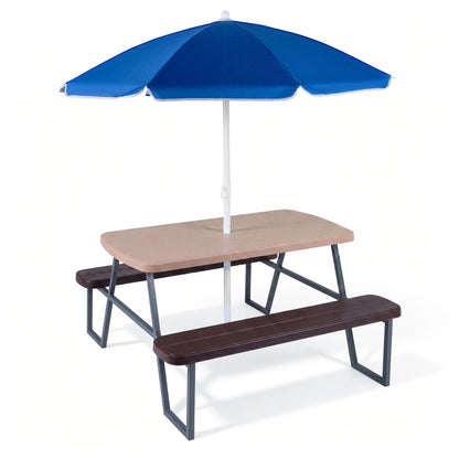 Kids Picnic Table with Benches and Umbrella - Seats 4