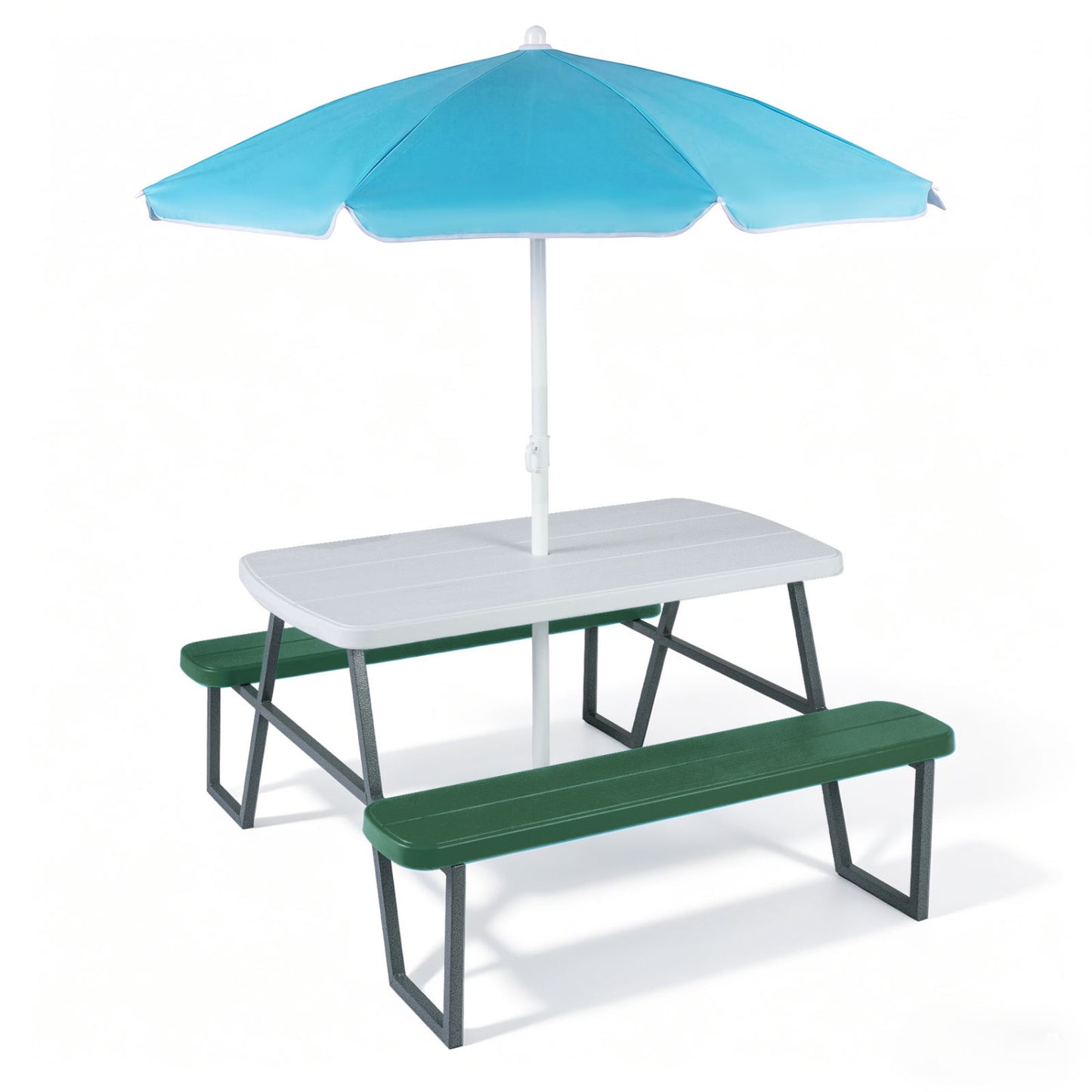 Kids Picnic Table with Benches and Umbrella - Seats 4