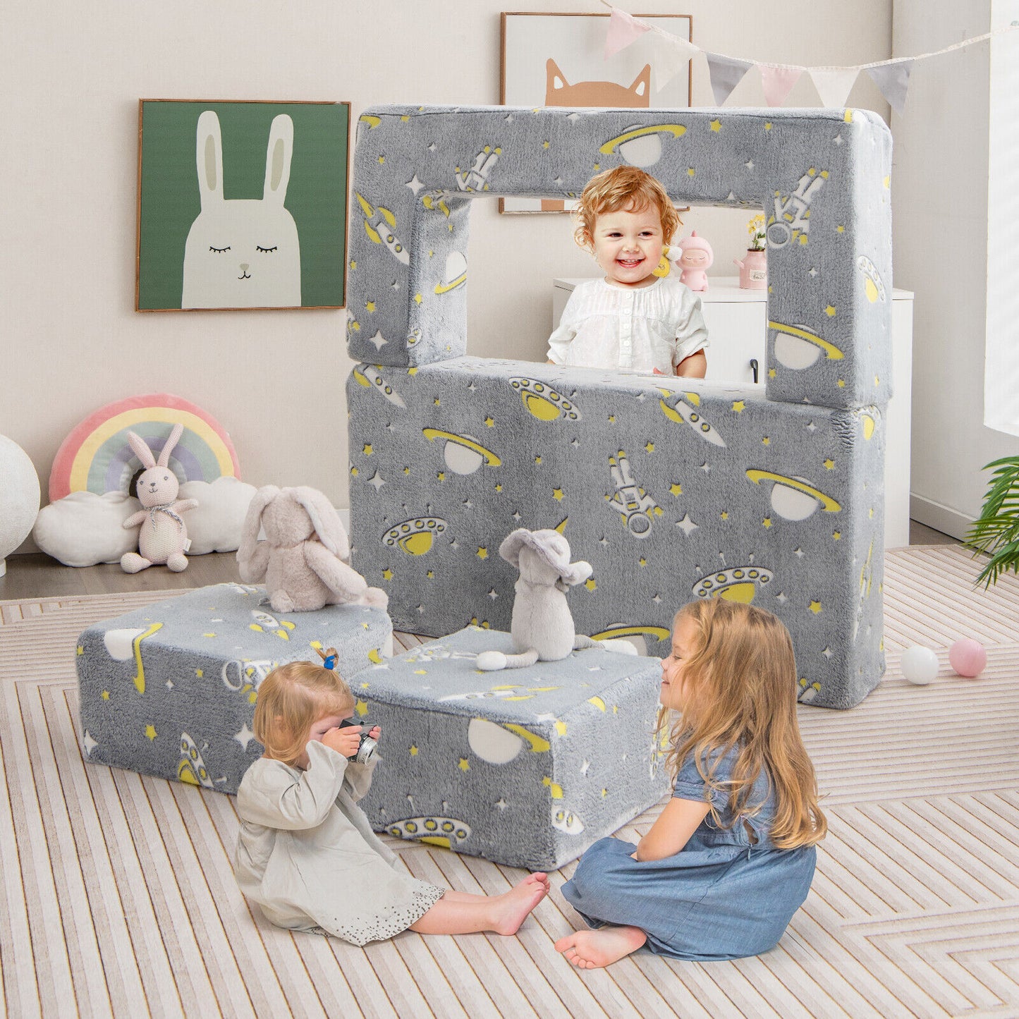 Kids Play Sofa with Ottoman and Washable Cover
