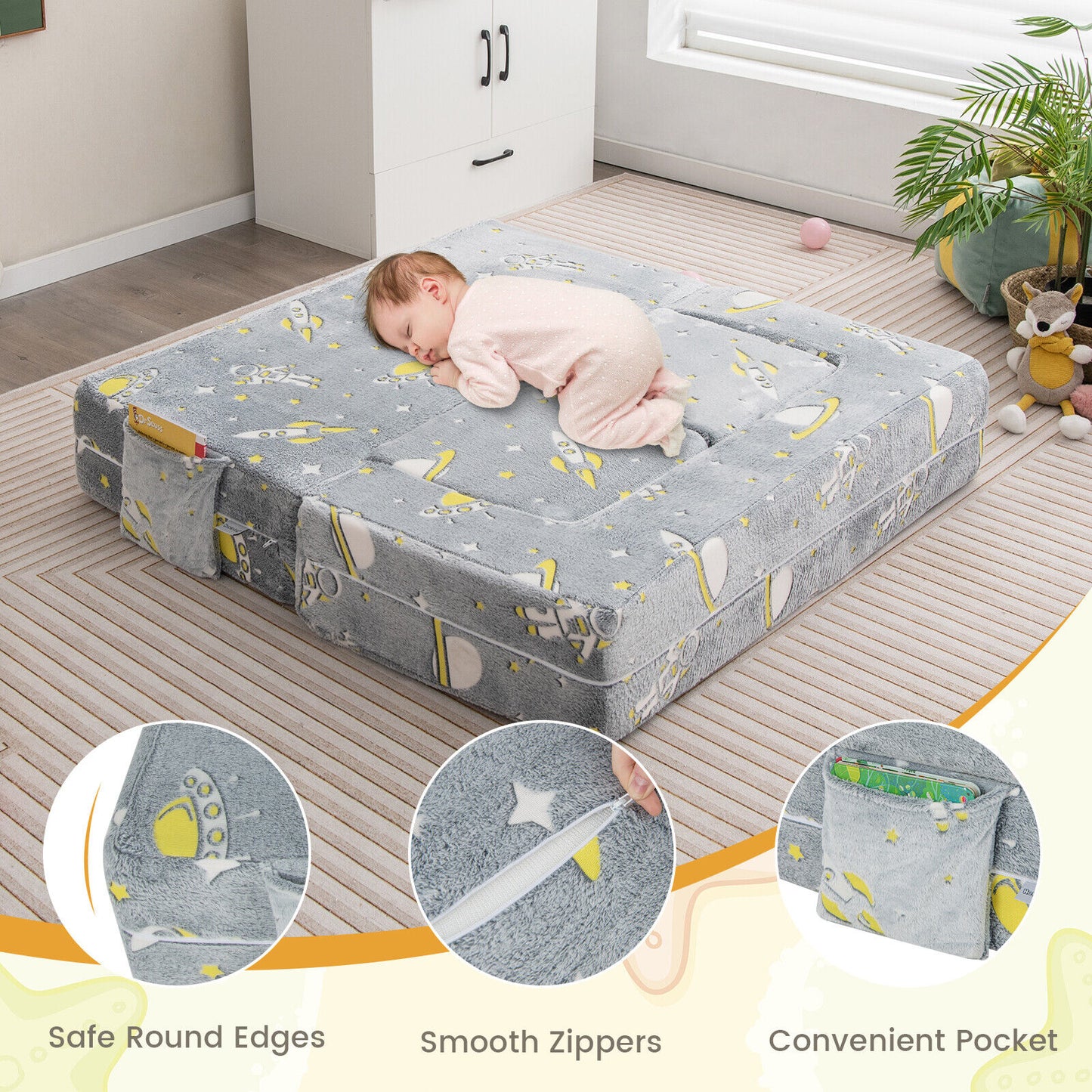 Kids Play Sofa with Ottoman and Washable Cover