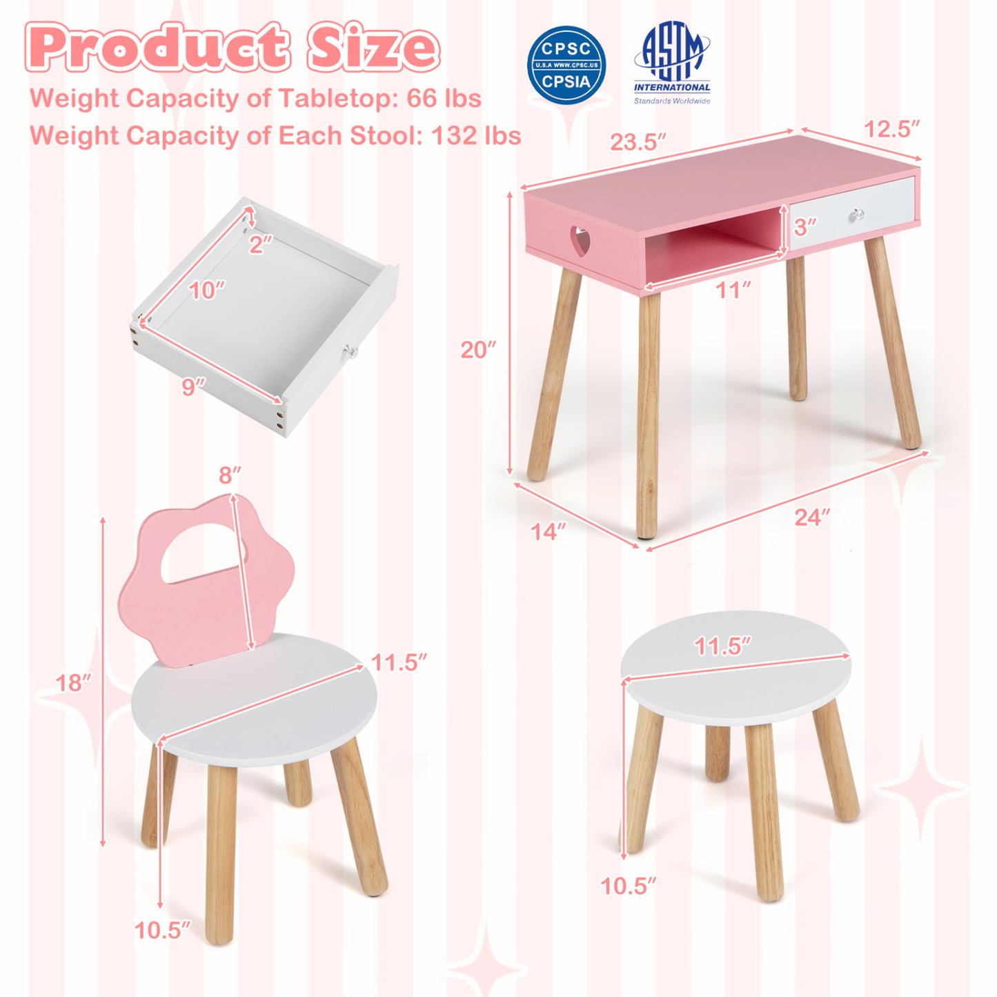 Kids Pretend Nail Salon Playset with Chair and Stool