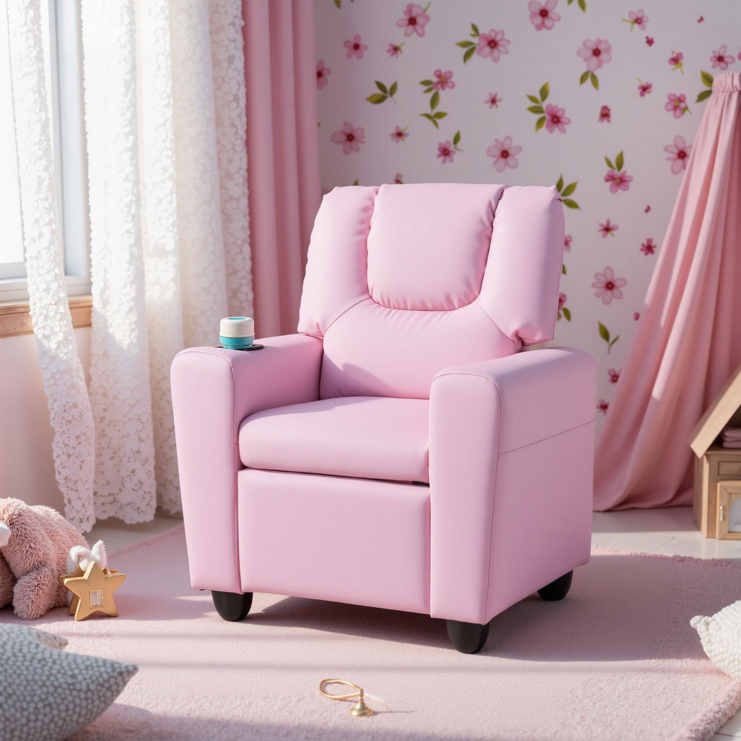 Kids Recliner Chair with Cup Holder and Footrest