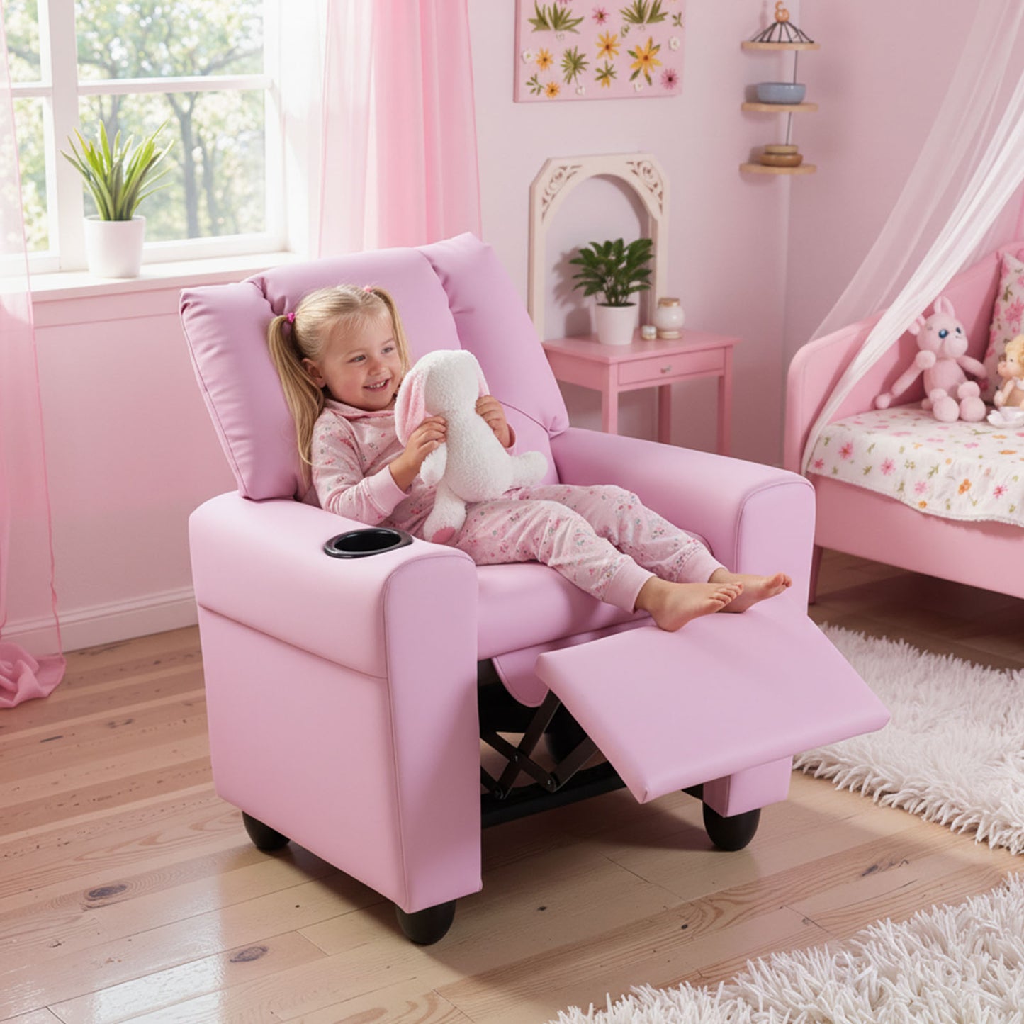 Kids Recliner Chair with Cup Holder and Footrest