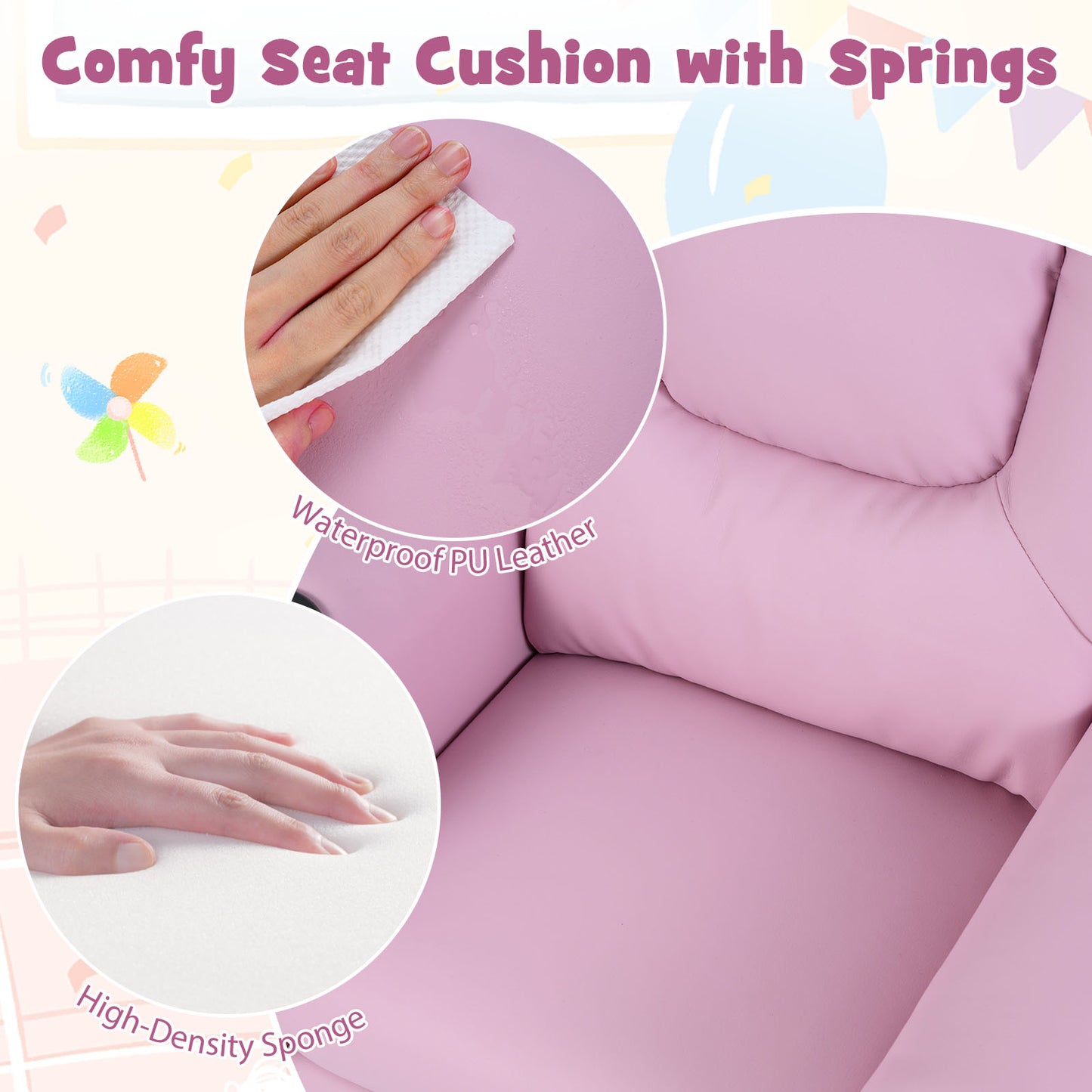 Kids Recliner Chair with Cup Holder and Footrest