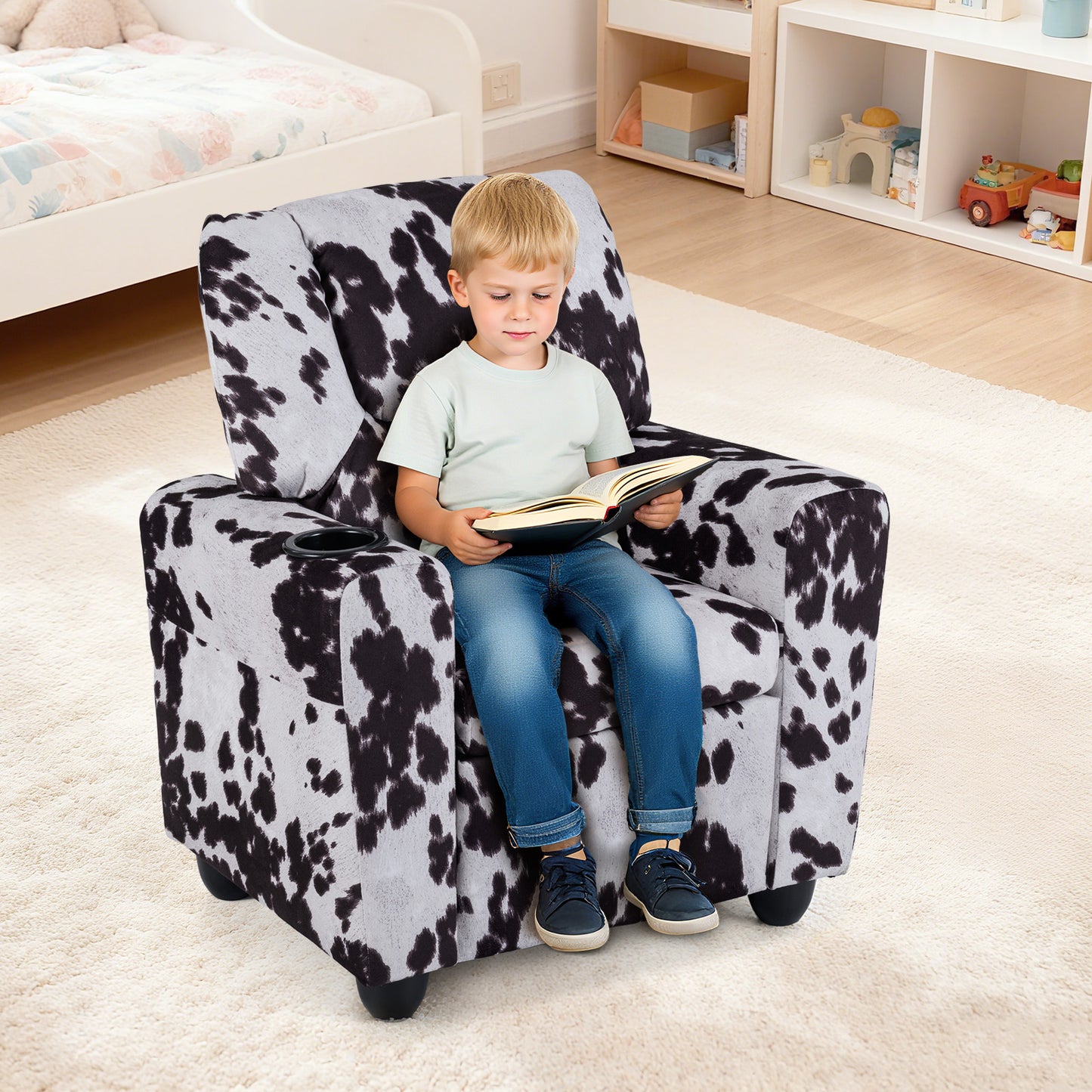 Kids Recliner Chair with Cup Holder and Footrest