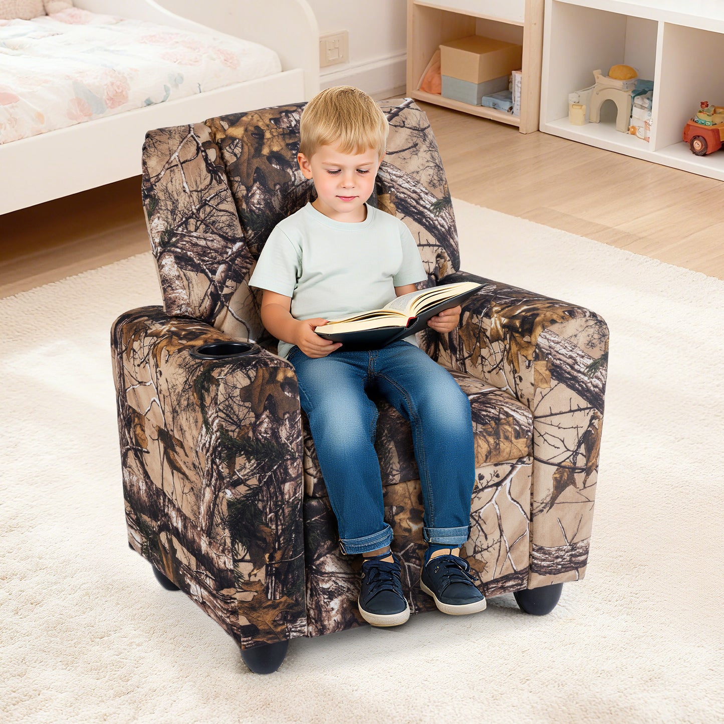 Kids Recliner Chair with Cup Holder and Footrest