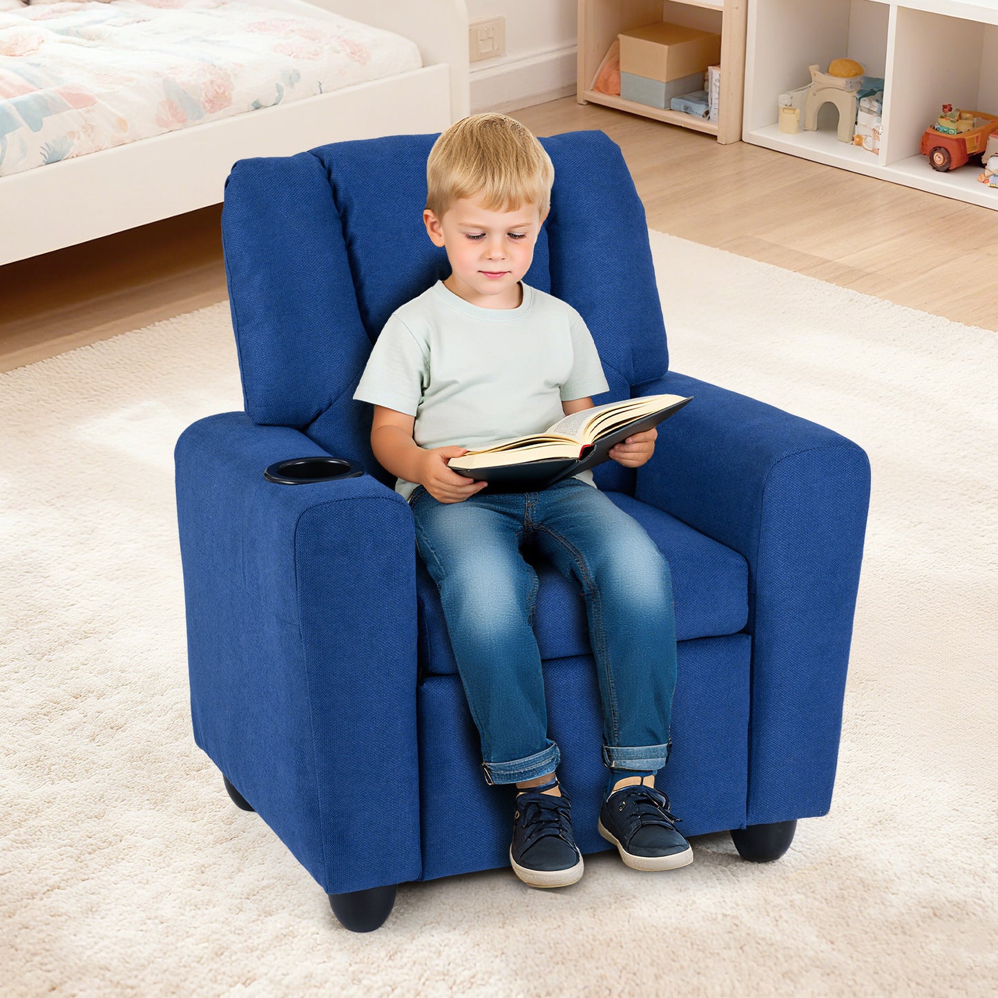 Kids Recliner Chair with Cup Holder and Footrest