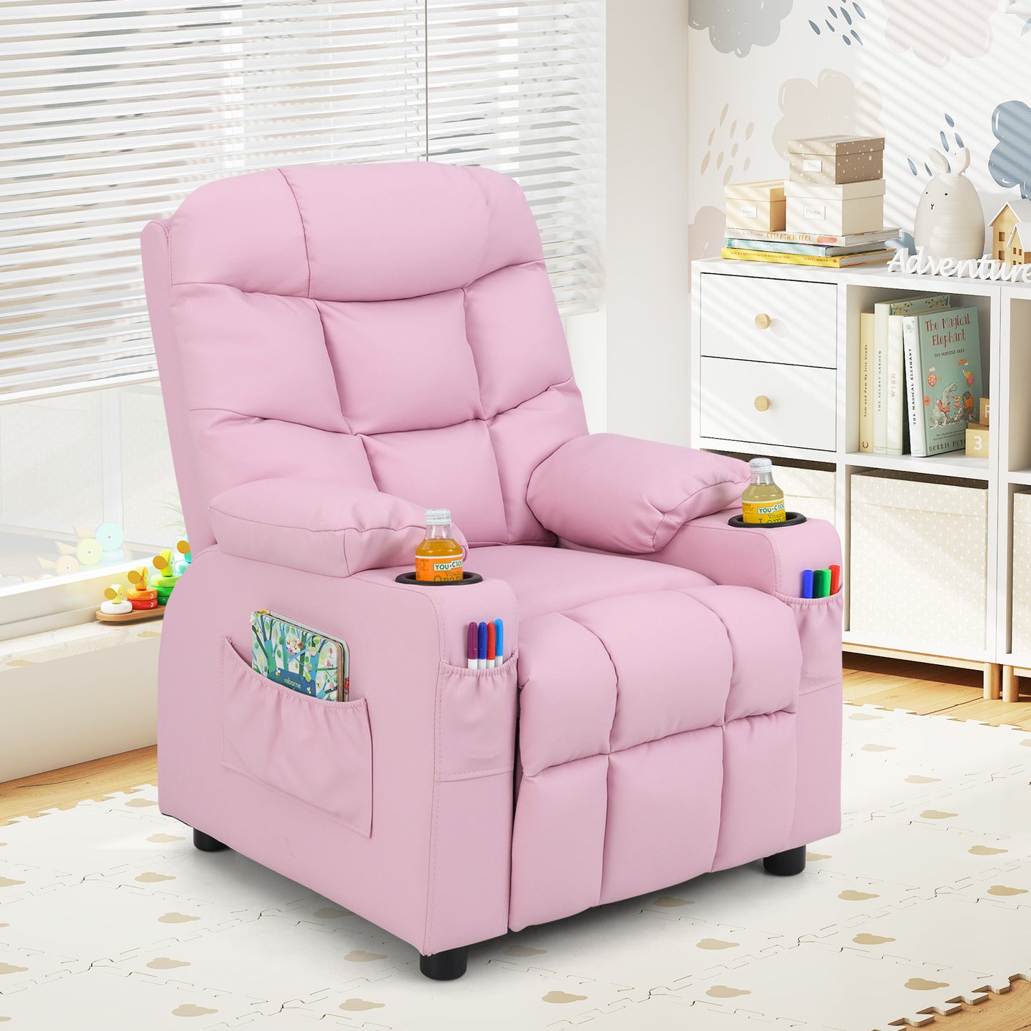 Kids Recliner Chair with Cup Holder and Footrest