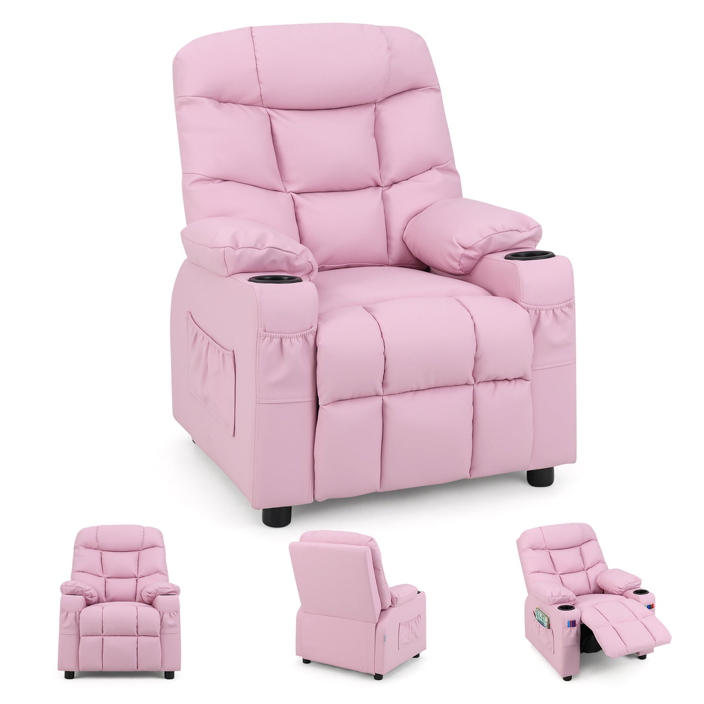 Kids Recliner Chair with Cup Holder and Footrest