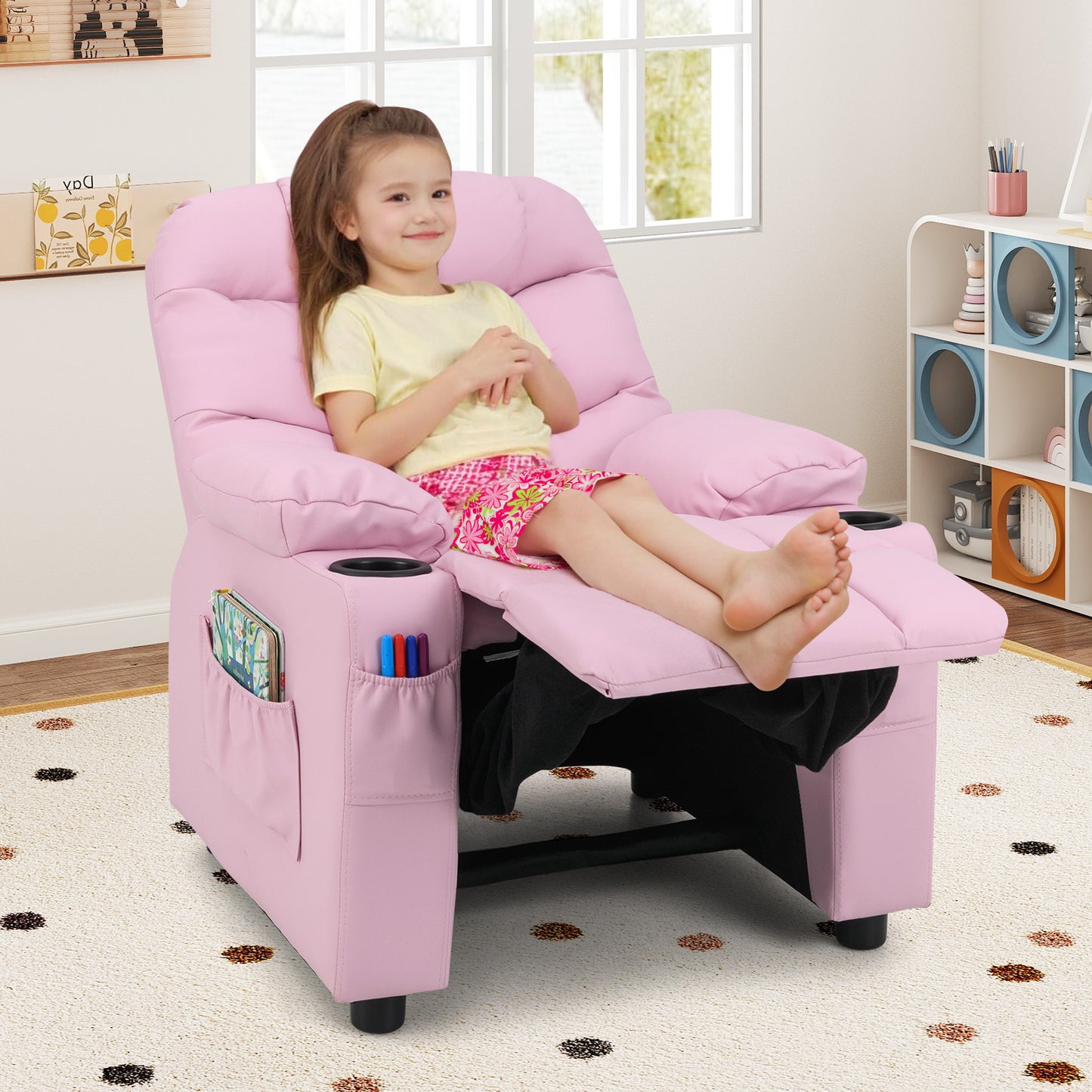 Kids Recliner Chair with Cup Holder and Footrest