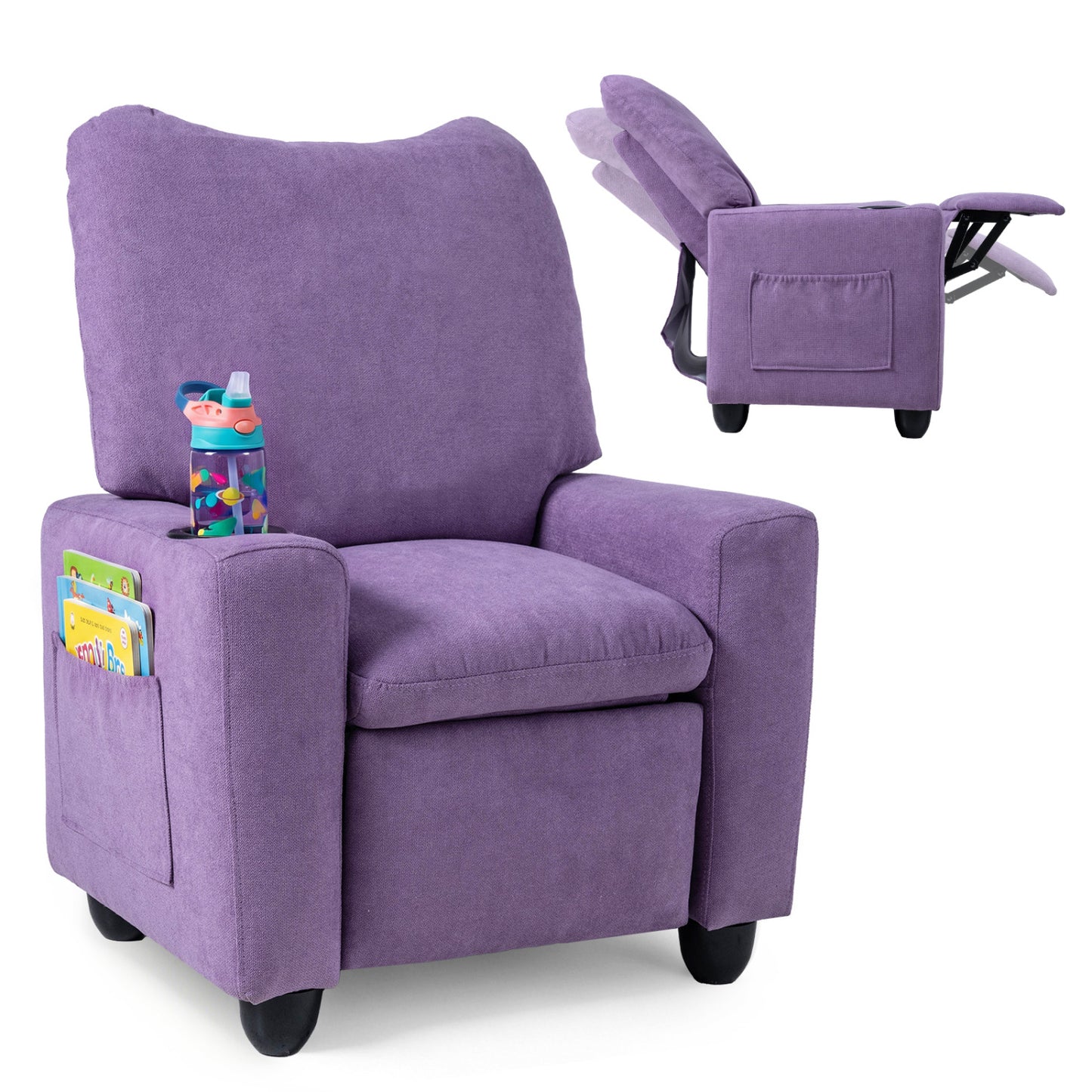 Kids Recliner Chair with Adjustable Footrest and Cup Holder
