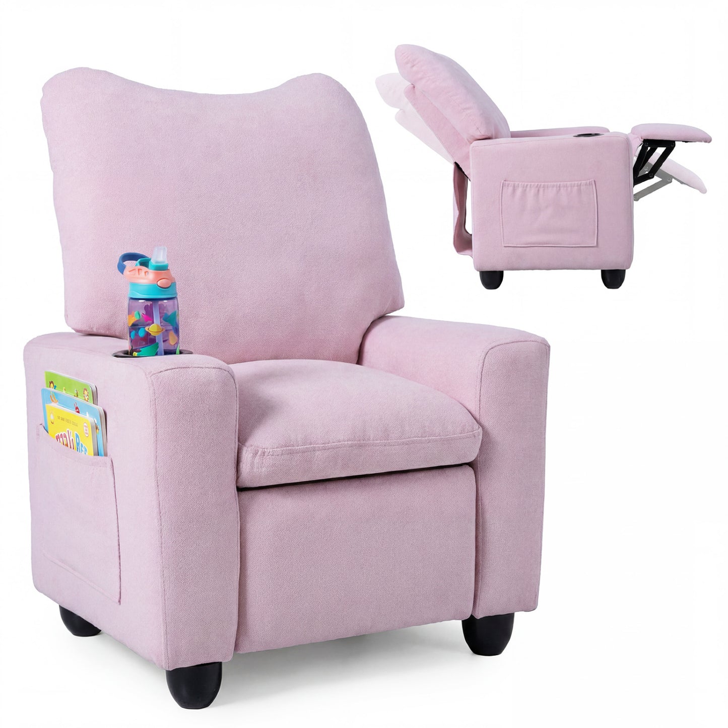 Kids Recliner Chair with Adjustable Footrest and Cup Holder