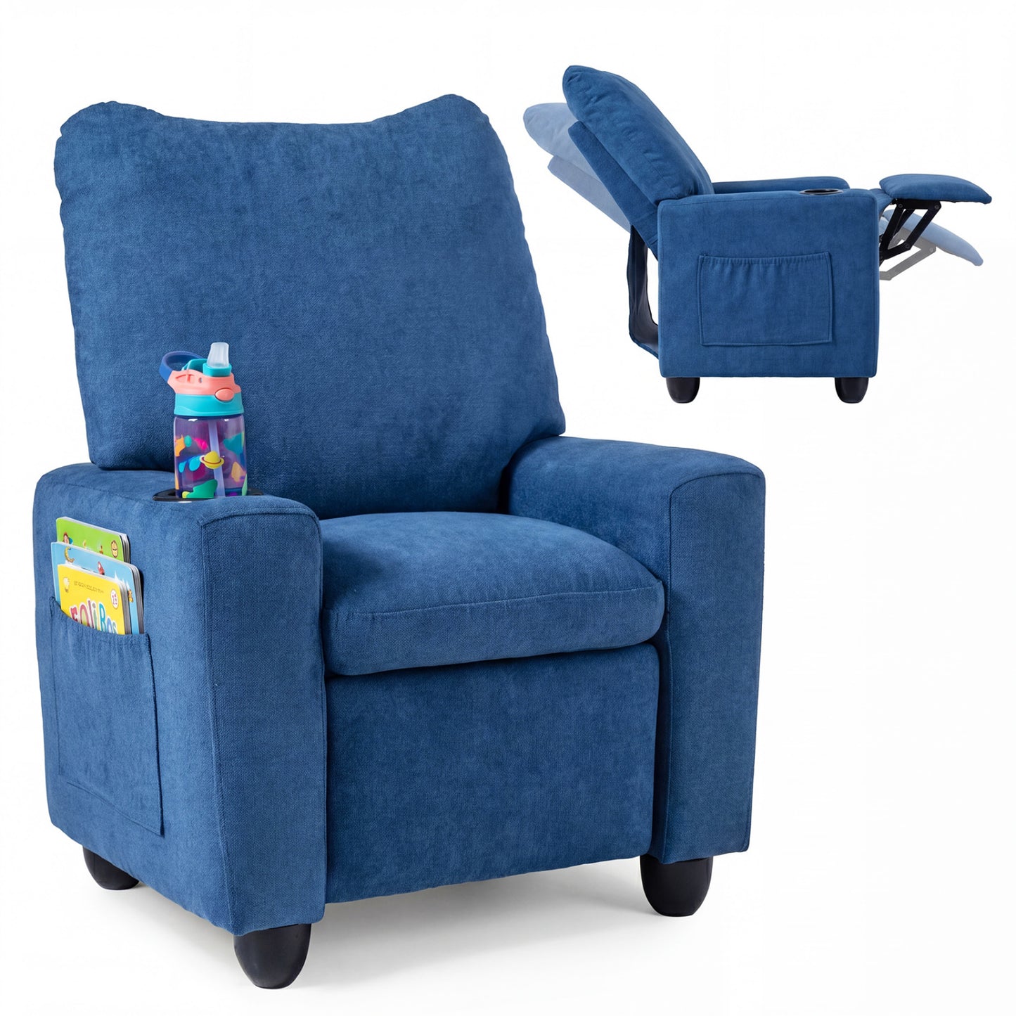 Kids Recliner Chair with Adjustable Footrest and Cup Holder