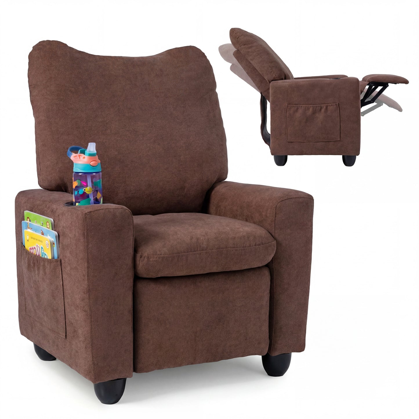 Kids Recliner Chair with Adjustable Footrest and Cup Holder