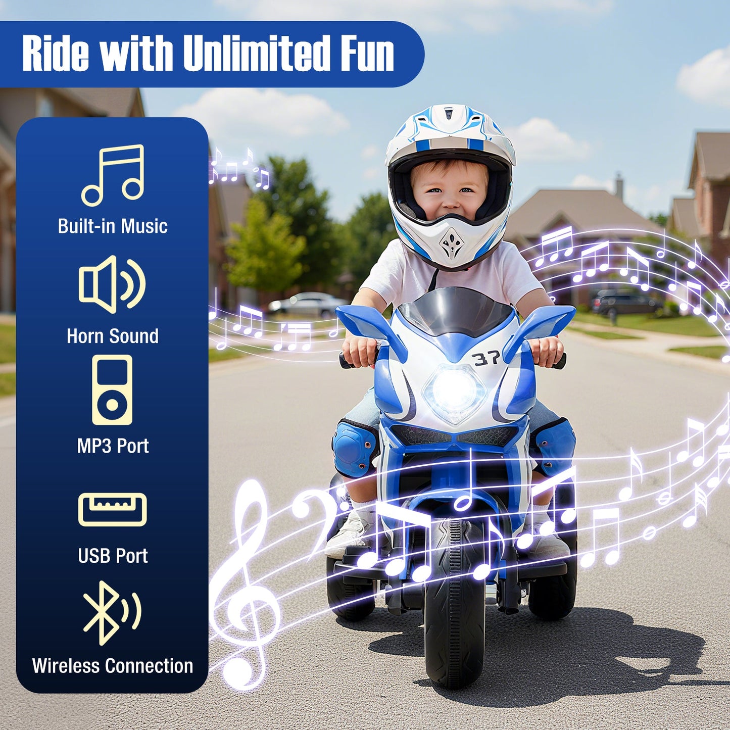 Kids Ride on Motorcycle 6V Battery Powered Mini Electric Motorbike with LED Lights