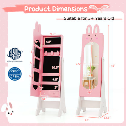 Kids Vanity Table Set with Mirror, Chair & Jewelry Armoire
