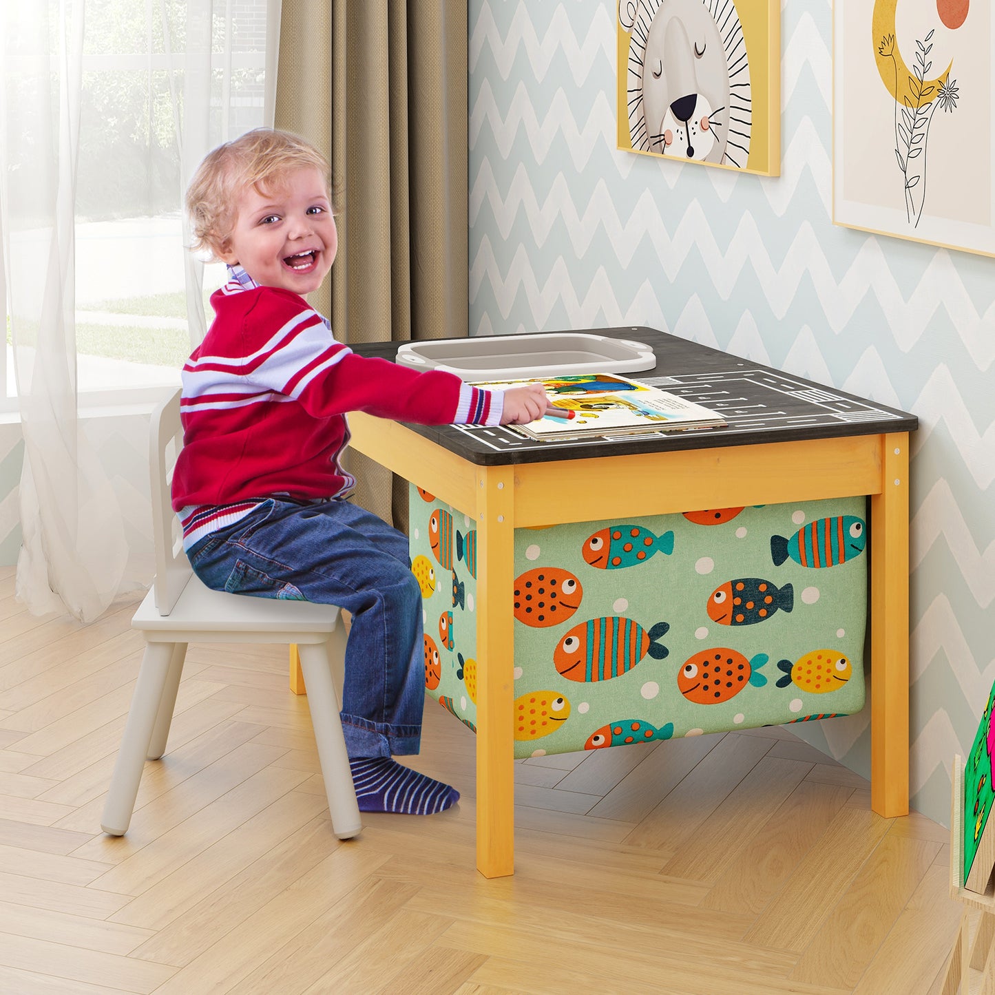 Kids Sand and Water Activity Table with Foldable Storage