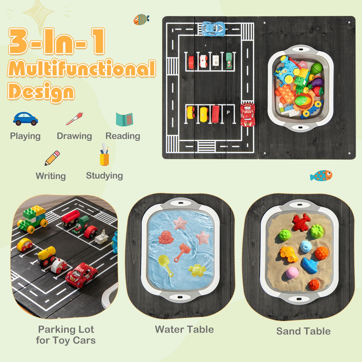 Kids Sand and Water Activity Table with Foldable Storage
