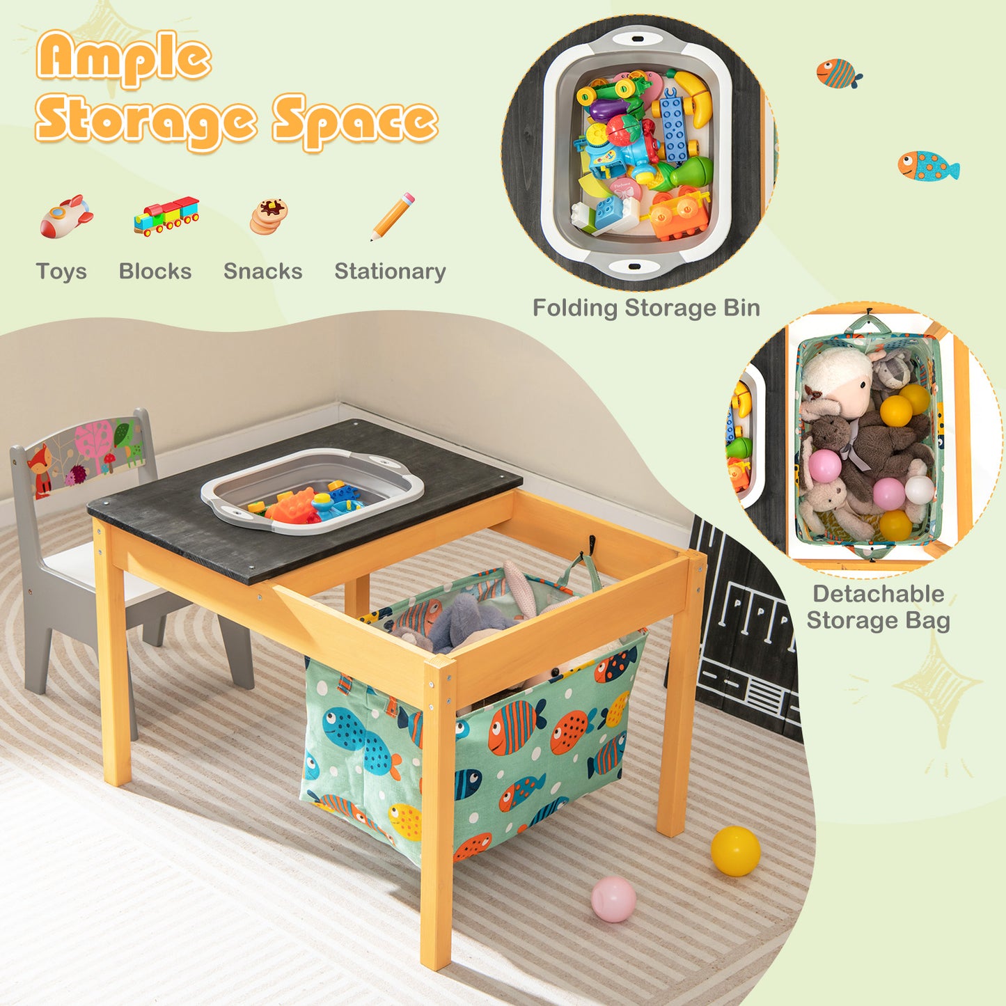 Kids Sand and Water Activity Table with Foldable Storage