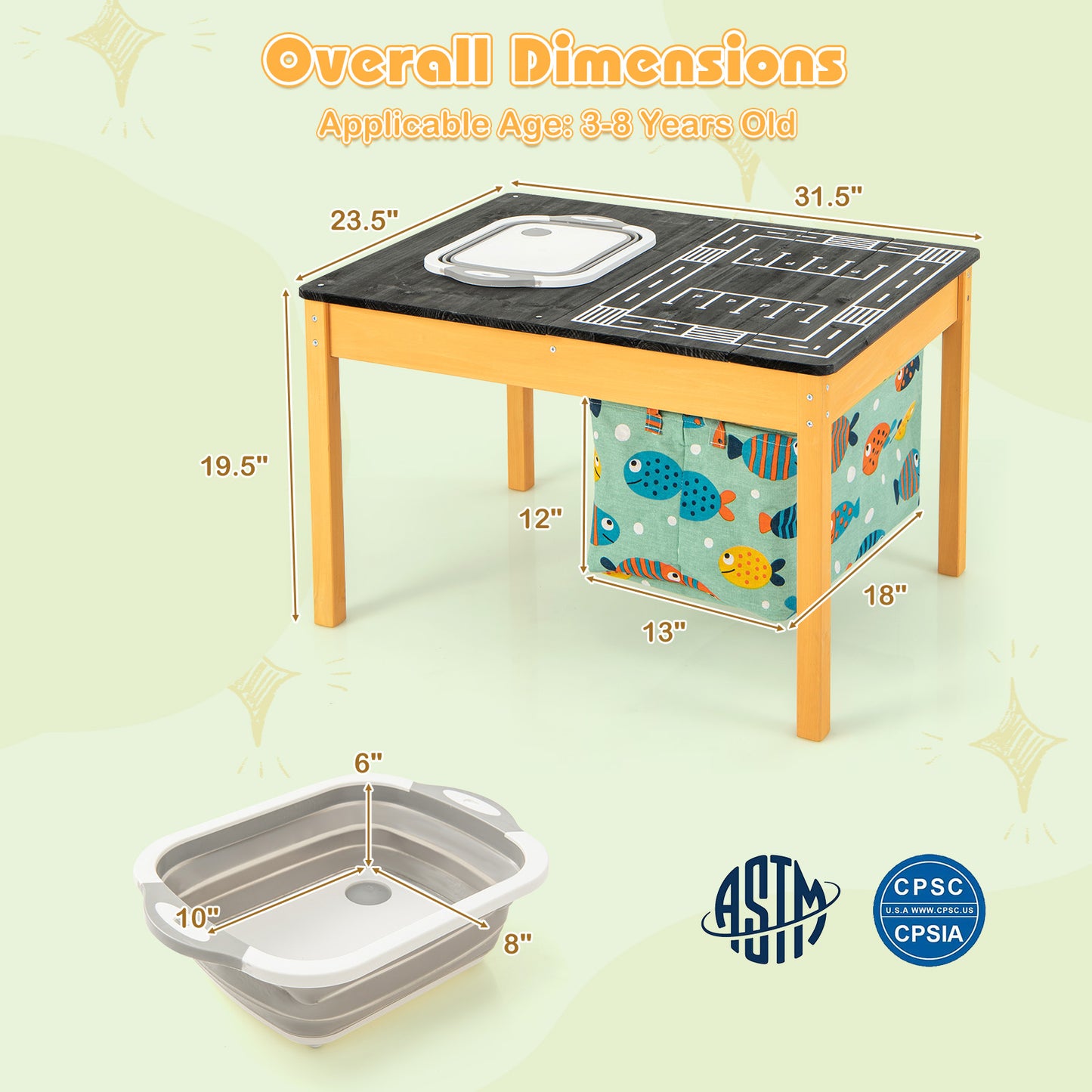 Kids Sand and Water Activity Table with Foldable Storage
