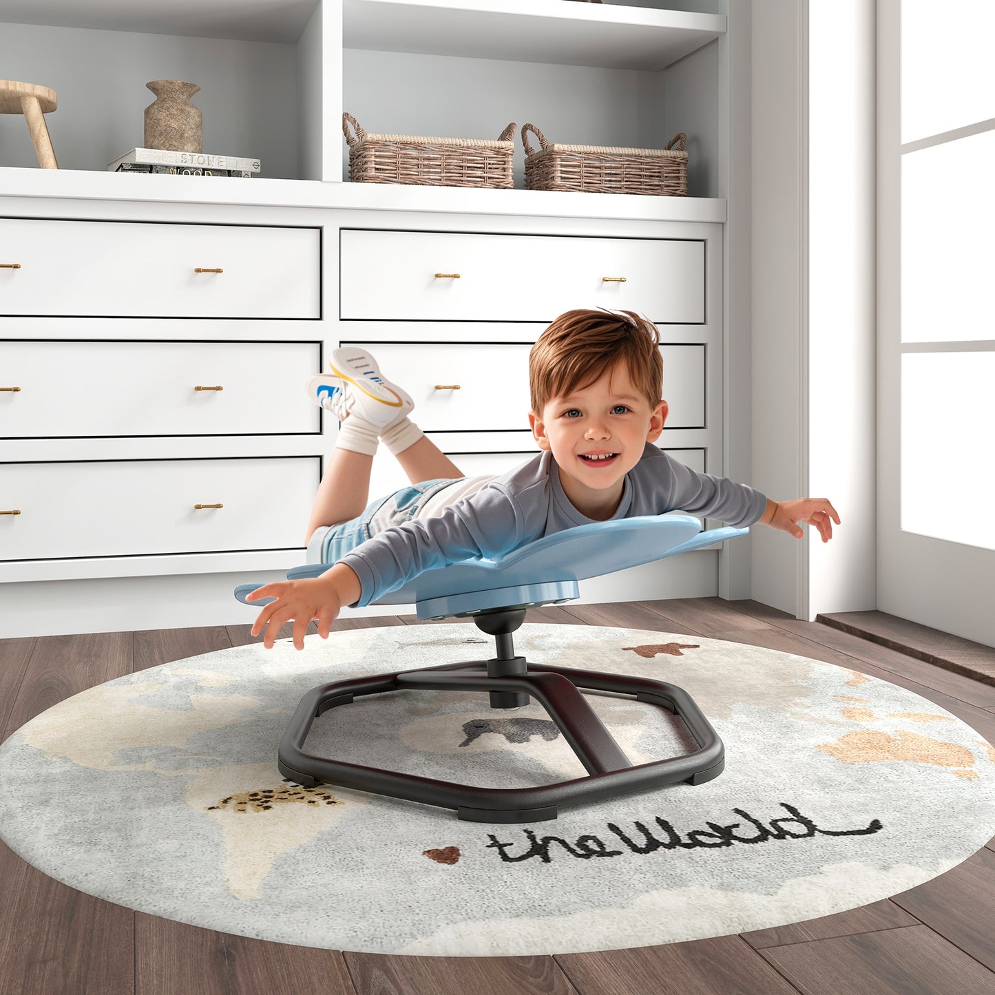 Kids Sensory Swivel Chair 360° Spinning Petal Seat