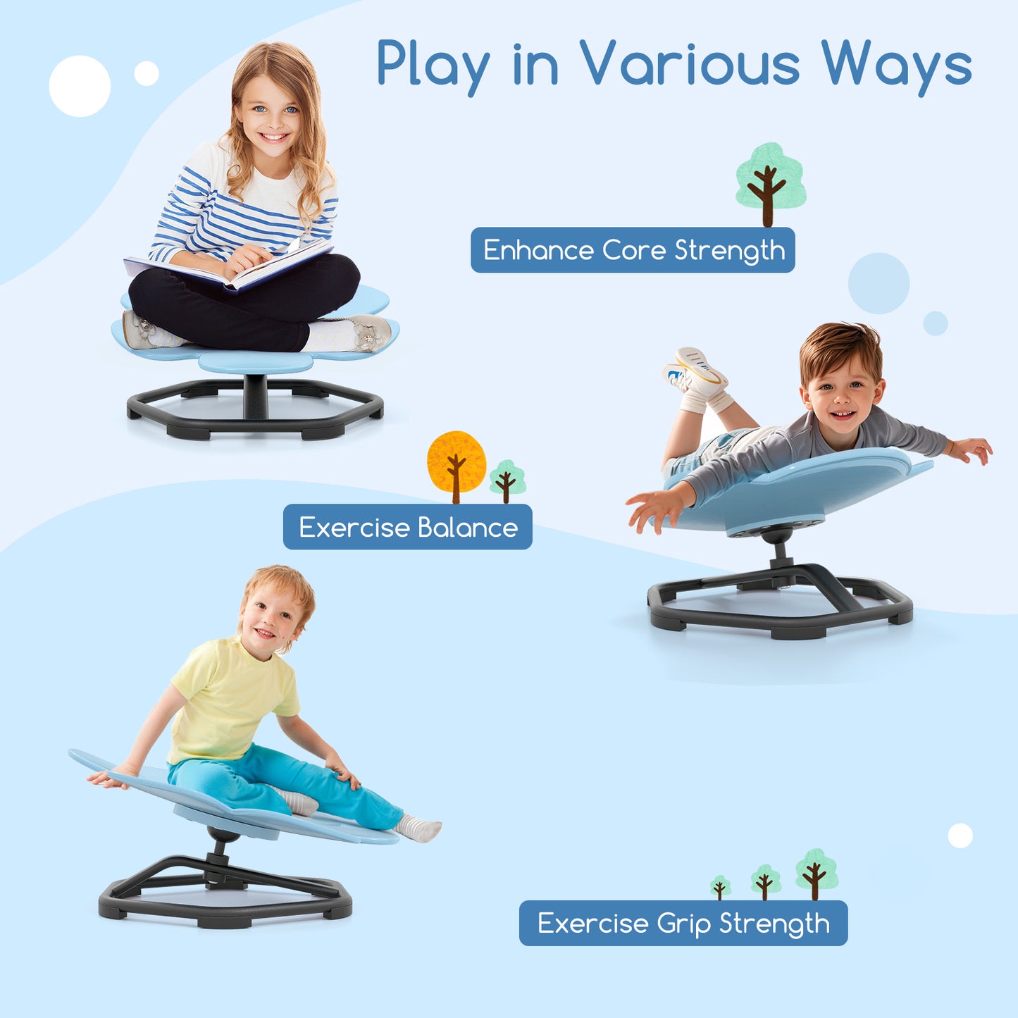 Kids Sensory Swivel Chair 360° Spinning Petal Seat