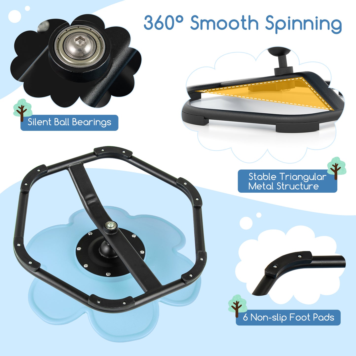 Kids Sensory Swivel Chair 360° Spinning Petal Seat