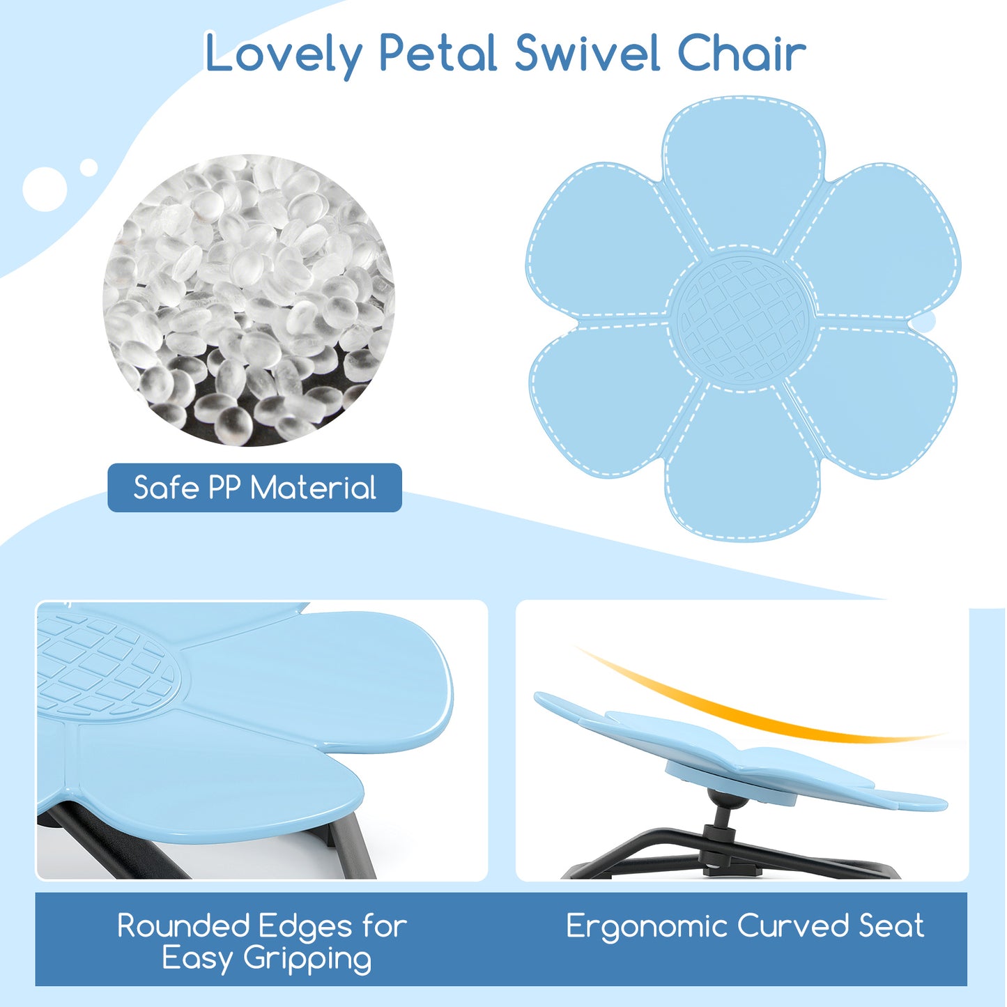 Kids Sensory Swivel Chair 360° Spinning Petal Seat