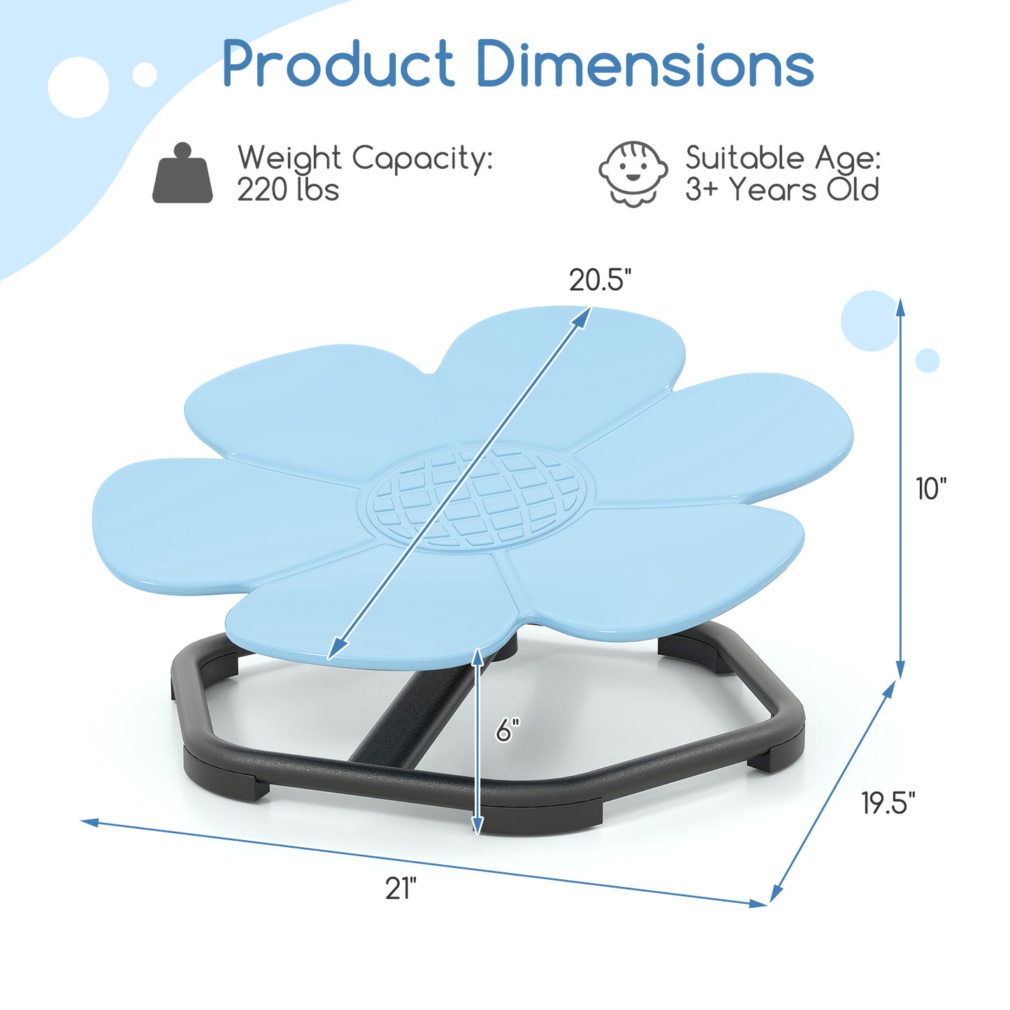 Kids Sensory Swivel Chair 360° Spinning Petal Seat