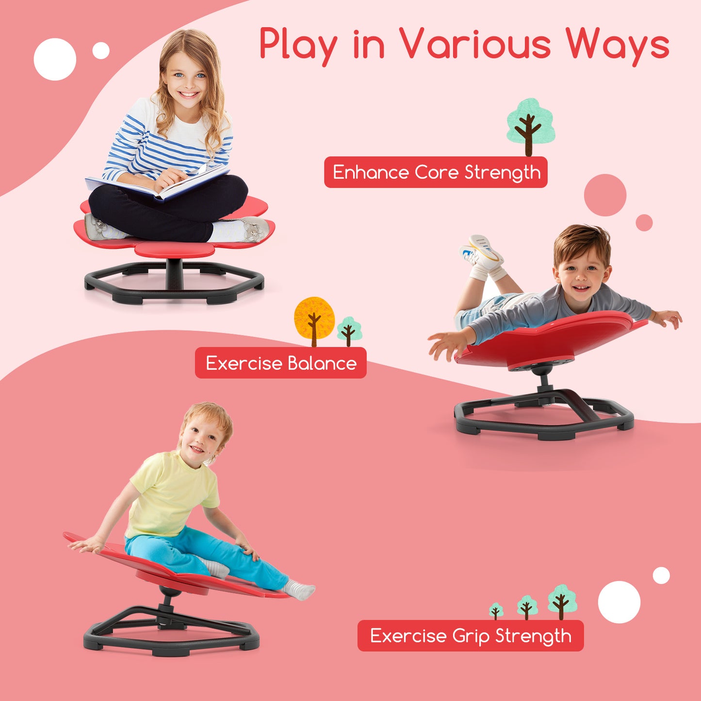 Kids Sensory Swivel Chair 360° Spinning Petal Seat