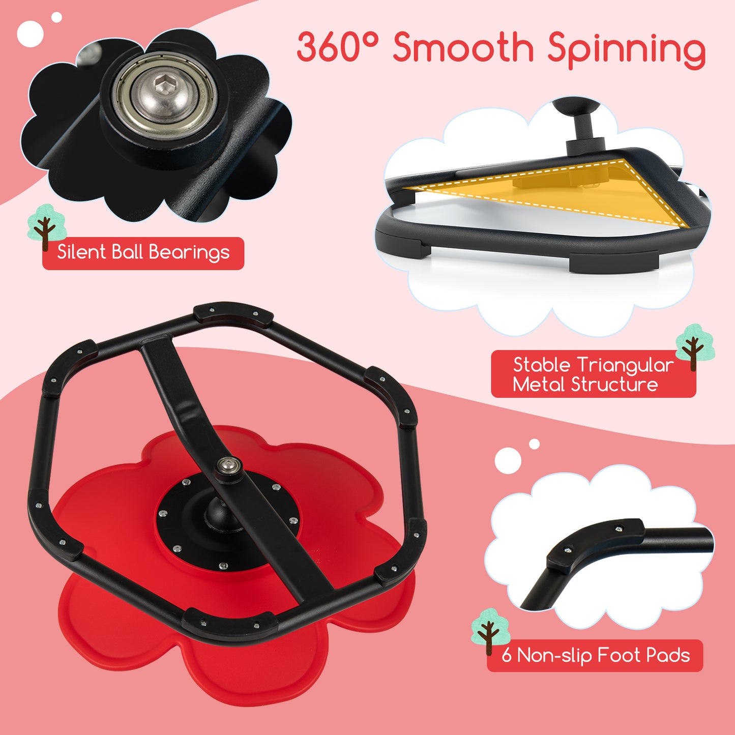 Kids Sensory Swivel Chair 360° Spinning Petal Seat