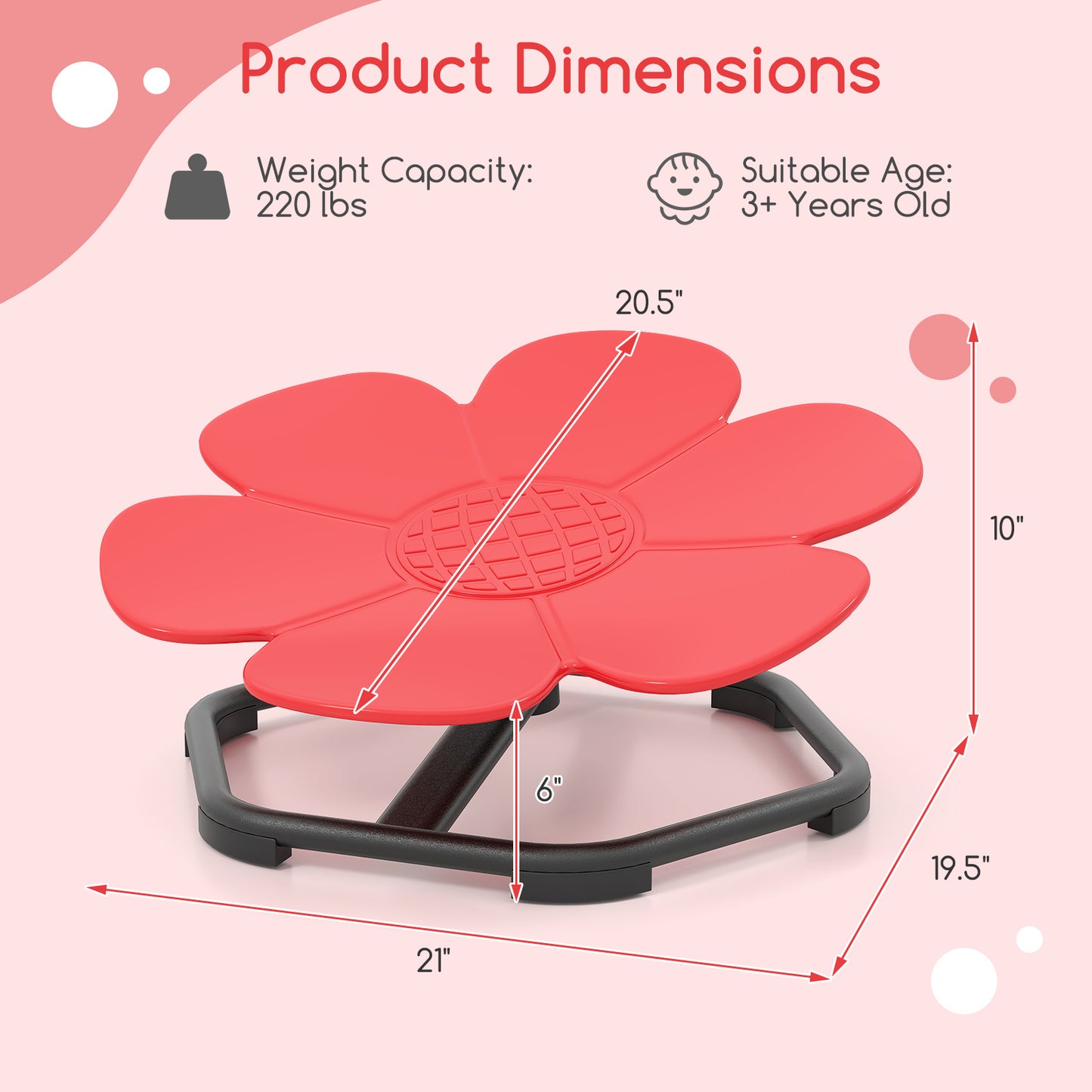 Kids Sensory Swivel Chair 360° Spinning Petal Seat
