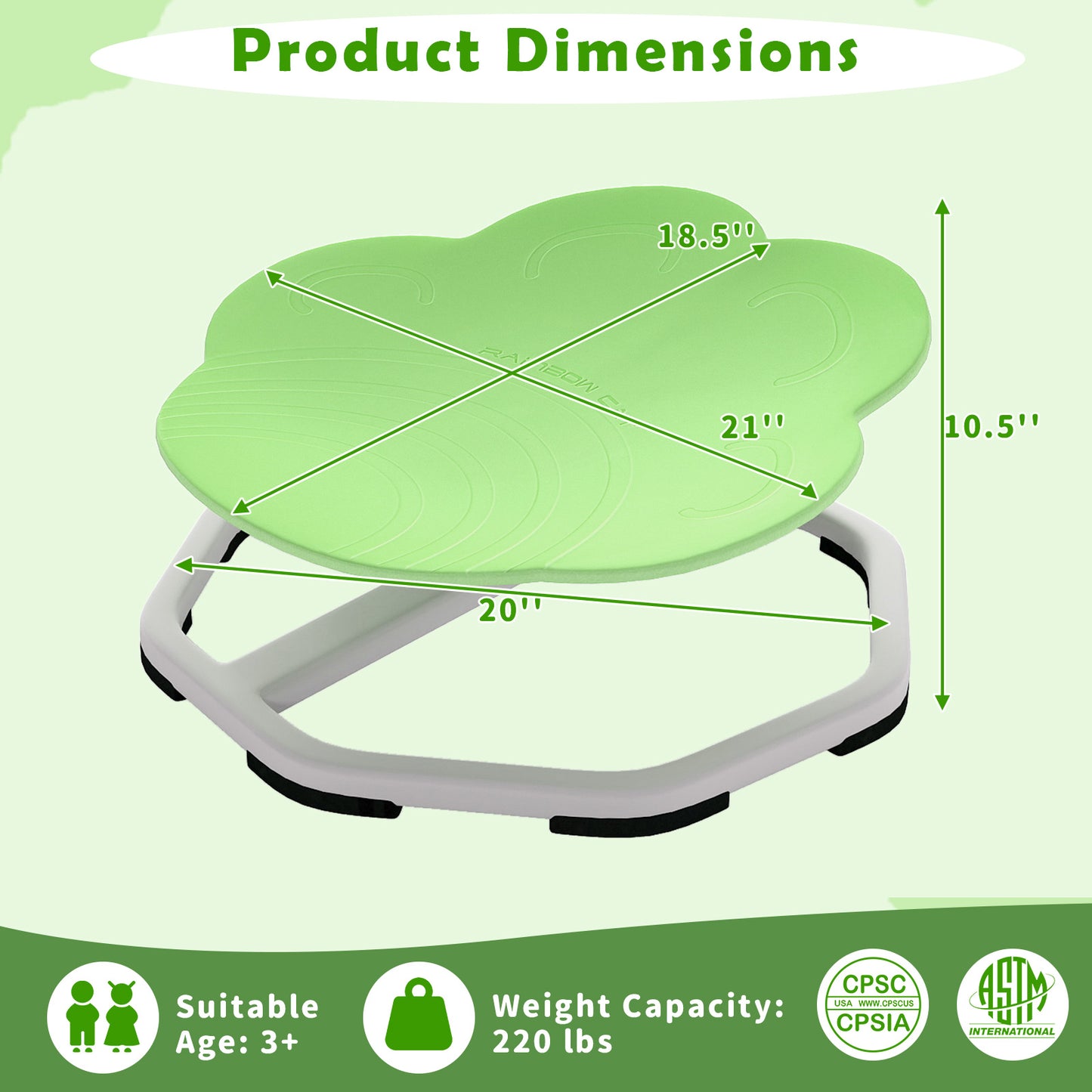 Kids Sensory Swivel Chair 360° Spinning Seat with Metal Base