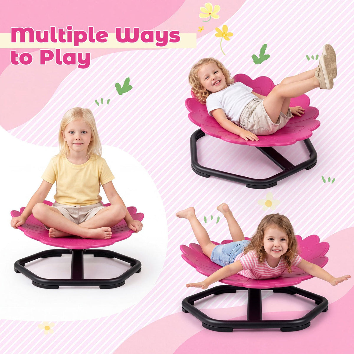 Kids Sensory Swivel Chair with Sunflower Shape 360° Spin