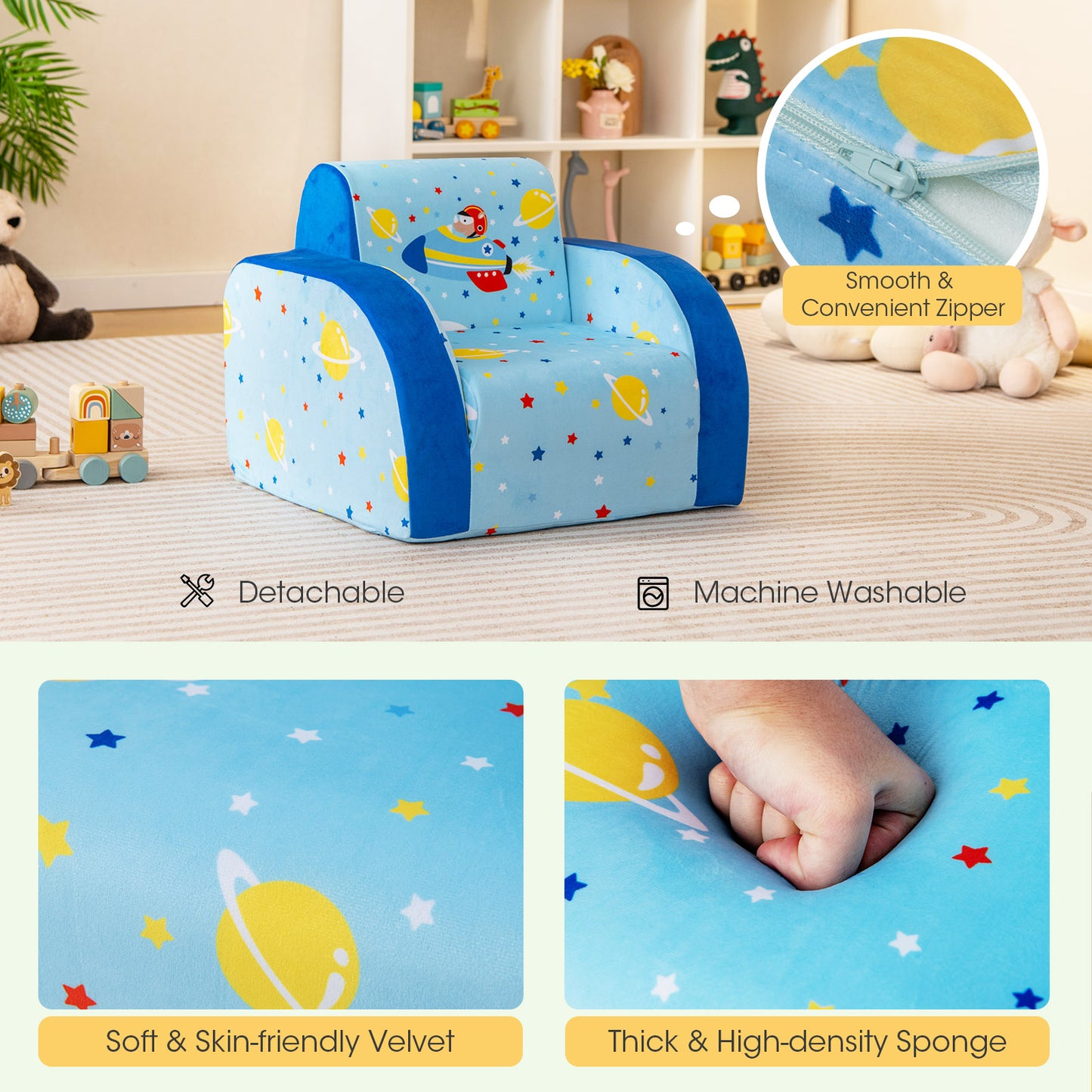 Kids Convertible Flip Sofa 3-in-1 Chair Bed Lounge
