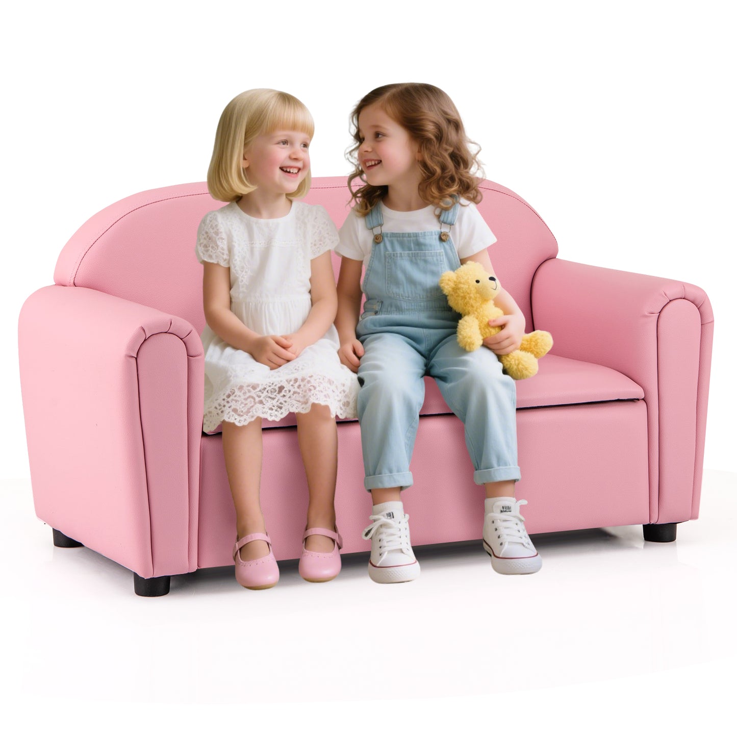 Kids Armrest Sofa Chair with Storage - Brown
