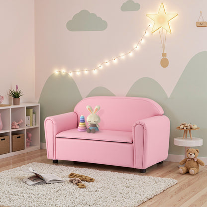 Kids Armrest Sofa Chair with Storage - Brown
